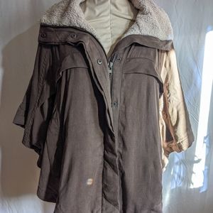 Left on Houston taupe sherpa lined poncho